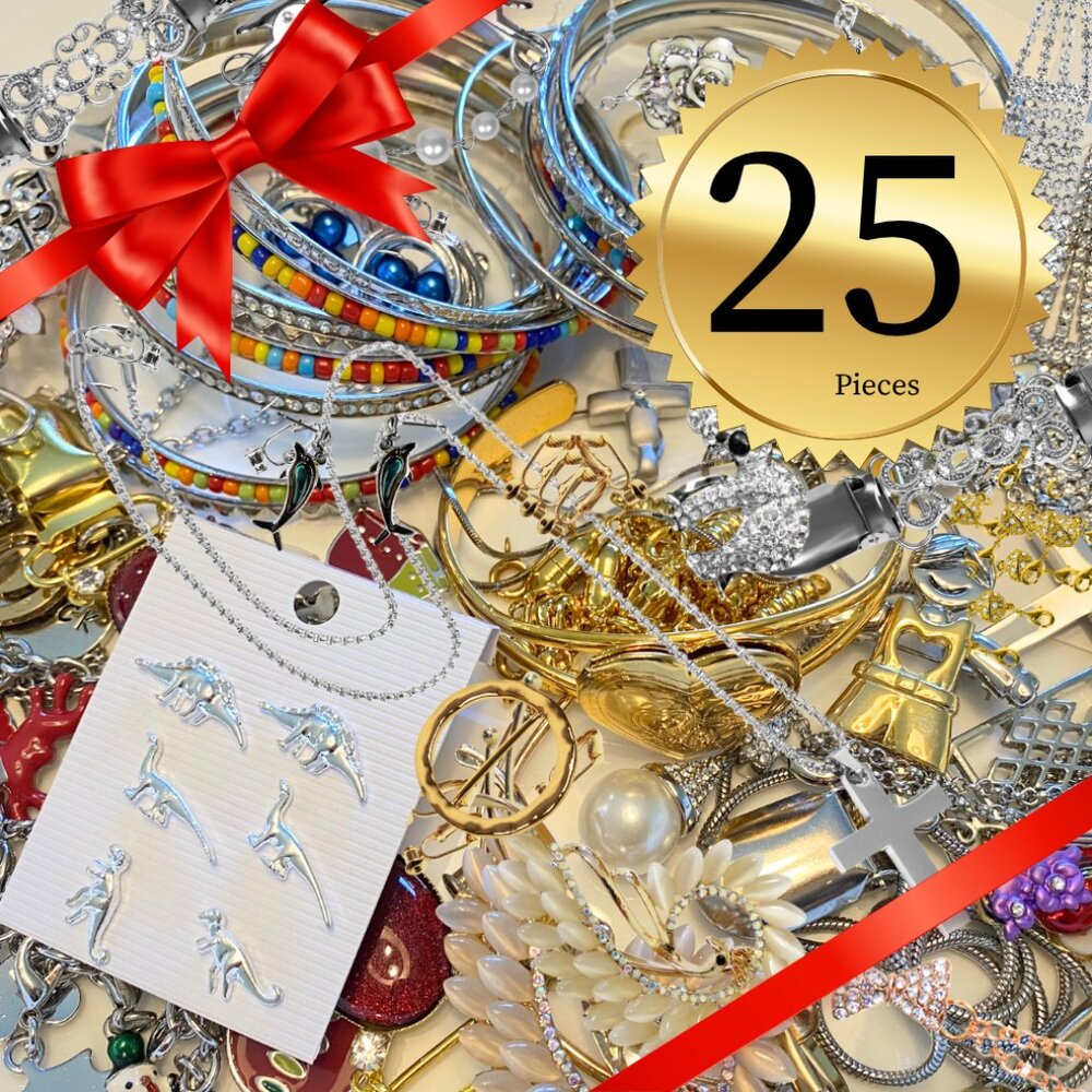 Jewelry Mystery Bag - BRAND NEW - 25 pieces - Modern & Classic Costume Jewelry